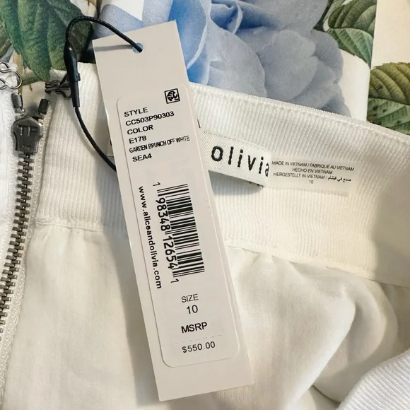 Alice + Olivia Earla Floral Flare Midi Skirt Garden Brunch Size 10 NWT - Picture 10 of 15